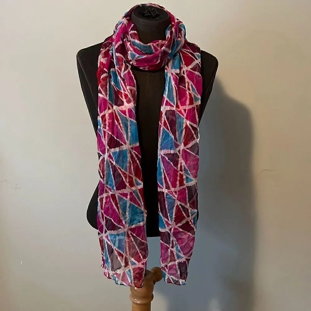 dELiAs Women's Multicolor Geometric Polyester Scarf